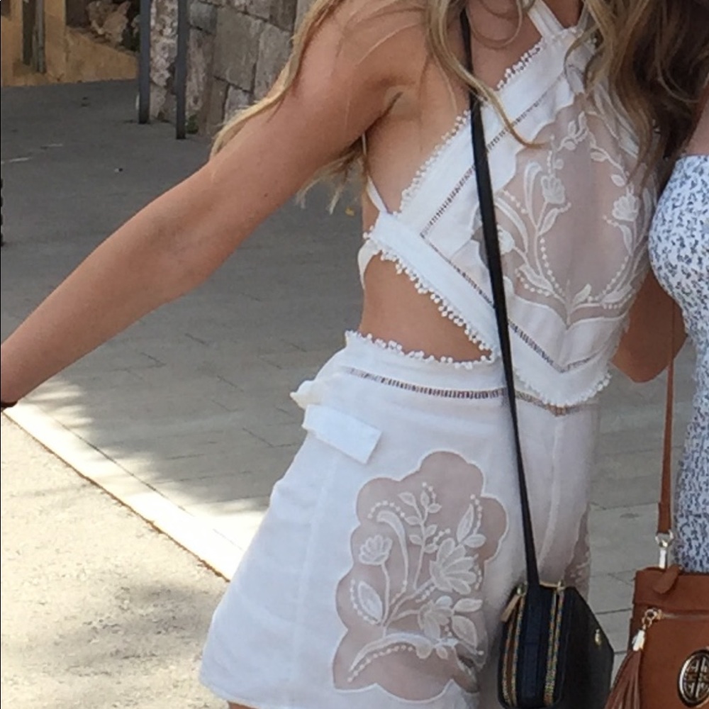 White embroidered romper